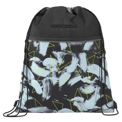 Abbildung von coocazoo Turnbeutel „Electric Storm, schwarz grau, mit Reißverschlussfach und Kordelzug, reflektierende Elemente, Schlaufen zur Befestigung am Schulrucksack, 10 Liter, ab der 3. Klasse