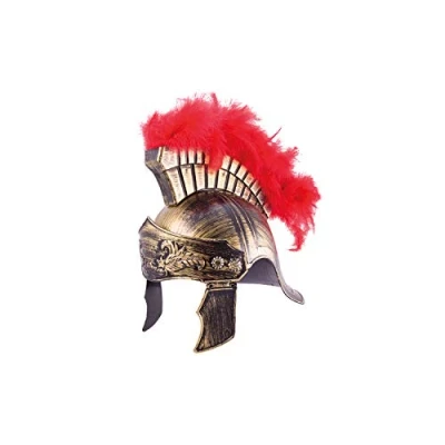 Abbildung von Holzspielerei Spielzeug Helm Römerhelm royal, aus Kunststoff, Gold, mit Feder