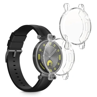 Abbildung von kwmobile 2X Schutzhülle kompatibel mit Huawei Watch GT4 41mm Hülle Fullbody Cover Set aus Silikon Transparent