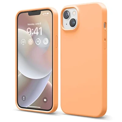 Abbildung von elago Schutzhülle für iPhone 14 Plus, Flüssigsilikon, Ganzkörper Schutzhülle, stoßfest, schlanke Handyhülle, kratzfestes, weiches Mikrofaserfutter, 6,7 Zoll (17 cm), Orange