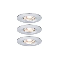 Abbildung von Paulmann 94303 Nova Mini LED Einbauleuchte Coin 3er Set rund starr 3x4W Deckeneinbaustrahler Chrom Einbaulampe Aluminium Warmweiß 2700K, 12 W