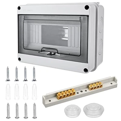 Abbildung von Sicherungskasten Aufputz: Verteilerkasten Aufputz, 8 Module Verteilerdose IP65 Feuchtraum, Kleinverteiler Aufputz 1 Reihig