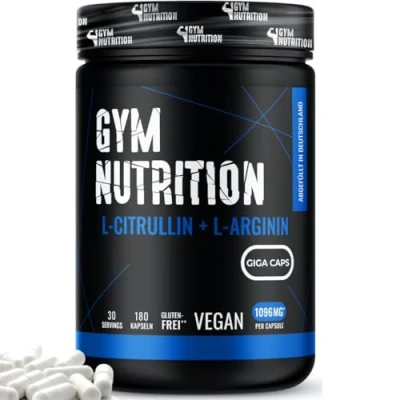 Abbildung von L Arginin + Citrullin 180 Kapseln Hochdosiert 1096 mg pro Kapsel Base Premium Aminosäuren Vegan