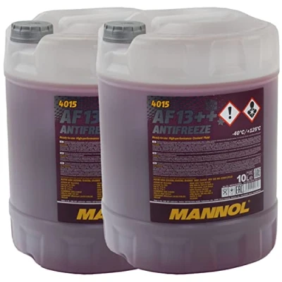 Abbildung von Kühlerfrostschutz MANNOL AF13++ Antifreeze 2 X 10 Liter Fertiggemisch 40C rot