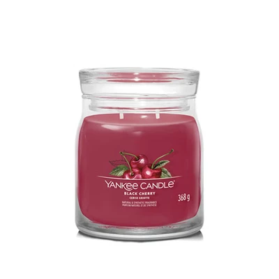 Abbildung von Yankee Candle Signature Medium JAR Black Cherry Duftkerze, Größe: 368 g, Red