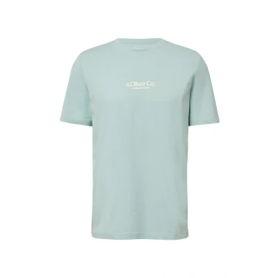 Abbildung von T Shirt aus Baumwolle mit Logo Print ozeangrün M