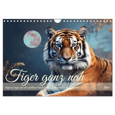 Abbildung von Tiger ganz nah (Wandkalender 2025 DIN A4 quer), CALVENDO Monatskalender