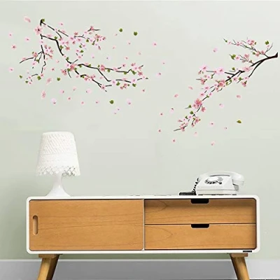 Abbildung von ufengke Wandtattoos Blumen Pfirsichblüte Wandsticker Wandaufkleber Baum Ast Wanddeko für kinderzimmer Mädchen Wohnzimmer