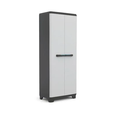 Abbildung von Keter Linear Kunststoffschrank, hoch, hellgrau/schwarz/blau, 68 x 39 173 cm
