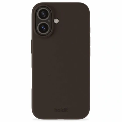 Abbildung von Apple iPhone 16 Hülle Silikon Holdit Backcover/Hard Case Handyhülle Braun