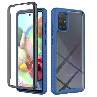 Abbildung von XINNI Hülle für Samsung Galaxy A71 4G, 360 Grad Stoßfeste Schutzhülle mit Integriertem Bildschirmschutz, Robuster Bumper Outdoor Full Body Case, Dunkelblau