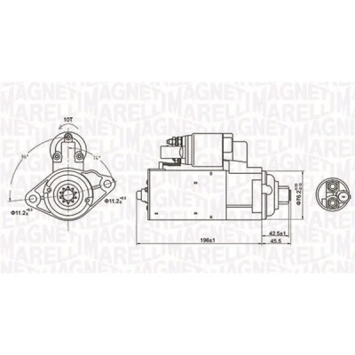 Abbildung von MAGNETI MARELLI 063721286010 Anlasser 12 1,7 10 AUDI: A3 Schrägheck, Sportback, TT Roadster, SKODA: Octavia 2 Combi, II Schrägheck