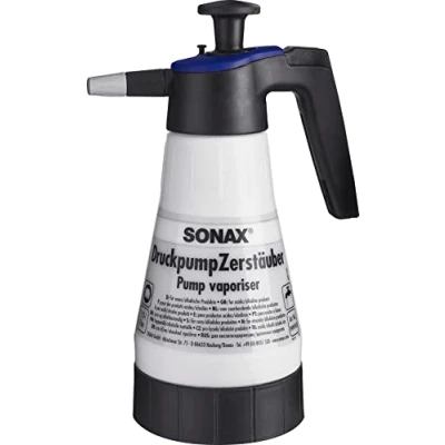 Abbildung von SONAX DruckpumpZerstäuber für saure/alkalische Produkte (1 Stück) zum bequemen Aufbringen von säure und alkalienhaltigen Reinigungs Pflegemitteln Art Nr. 04969410, White