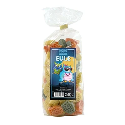 Abbildung von Bull &amp; Bear bunte Eulen Nudeln, 250g, Motivnudeln aus Hartweizengrieß, handgefertigt in deutscher Manufaktur, Pasta Geschenk
