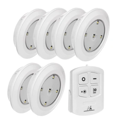 Abbildung von Maclean Unterbauleuchte MCE165 (Set, 6 Stk. LED Leuchten), mit Fernbedienung und 4 Lichtmodi