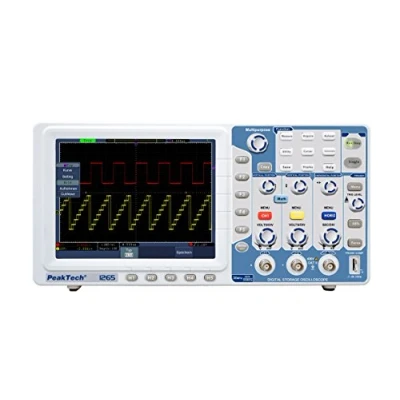 Abbildung von PeakTech 1265 2 Kanal Speicher Oszilloskop (30MHz) mit USB , VGA LAN Schnittstelle &amp; 8“ Hochauflösendes TFT Farbdisplay, 20 Automatische Messmodi, Digital (10.000/Ch.)