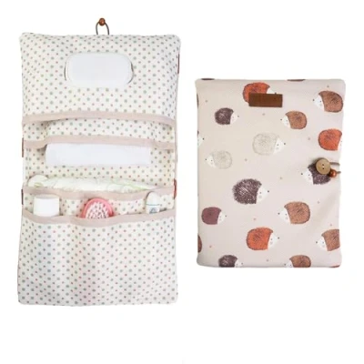 Abbildung von HAMUR HOME Windeltasche Organizer und Kosmetiktasche 2in1 Kleine Wickeltasche für Unterwegs Mamas Windeln Creme Tücher Baby (Urchin)