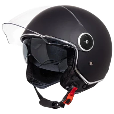 Abbildung von VINZ Tobia Jethelm mit Doppelvisier Roller Helm Fashionhelm In Gr. XS XXL Jet Sonnenblende ECE 22.06 Zertifiziert Motorradhelm Visier Matt Schwarz
