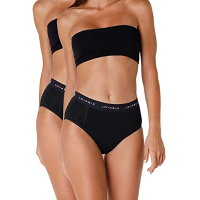 Abbildung von Lovable Slip Periodenunterwäsche mit hoher Taille und Stark Fluss Period Panties Bi pack Damen x2 , Schwarz XL