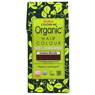 Abbildung von Radico Colour Me Organic Pflanzenhaarfarbe Bio und Vegan Zertifizierte Naturkosmetik 100% Natürlich Gesunder Glanz Goldenes Blond 5 Packungen = 500 g