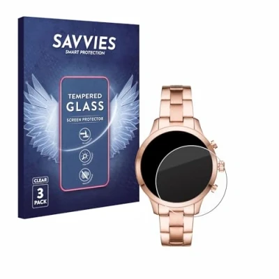 Abbildung von Savvies Panzer Schutz Glas für Michael Kors Access Runway (41 mm) (3 Stück) 9H Hartglas, Anti Fingerprint, Displayschutz