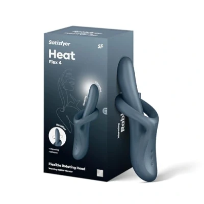 Abbildung von Satisfyer Heat Flex 4 23 cm Rabbit Vibrator 2:1 Vibration &amp; Rotation Wärmefunktion Wiederaufladbar Wasserdicht (IPX7) Hautfreundliches Silikon, Farbe:grau