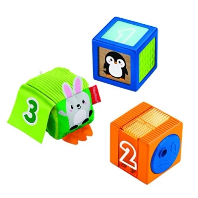 Abbildung von Fisher Price GJW13 Babys Bunte Tierbausteine, 3 Stück, Aktivitätsspielzeuge Babyspielzeug ab 6 Monaten