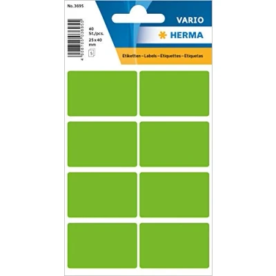 Abbildung von HERMA 3695 Vielzweck Etiketten, 40 Stück, 25 x mm, 8 pro Bogen, selbstklebend, Haushaltsetiketten zum Beschriften für Kalender Planer Basteln, matt, blanko Papier Klebeetiketten Aufkleber, grün