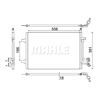 Abbildung von MAHLE ORIGINAL AC 692 000S Klimakondensator ohne Trockner 538mm FORD: FIESTA 5, Fusion Kombi, 5 Van