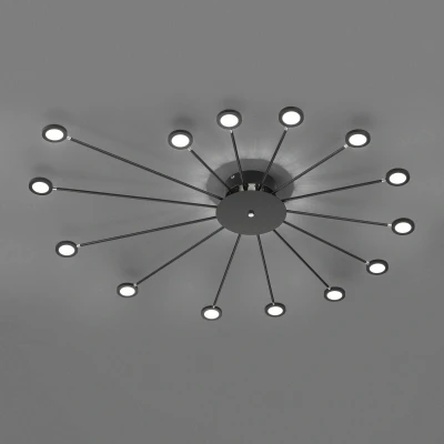 Abbildung von Trio Leuchten LED Deckenleuchte Peacock 679511532, Metall Schwarz matt, inkl. 15x 2.6 Watt LED, Switch Dimmer