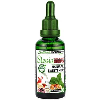 Abbildung von ALPHAPOWER FOOD Original reine Stevia Zucker Drops 1x100ml, Vegan &amp; GMO frei, flüssiger Zuckerfreier Zuckerersatz ohne Kalorien, Liquid Süßstoff zum Tropfen Geschmack Backen Flüssigkeiten