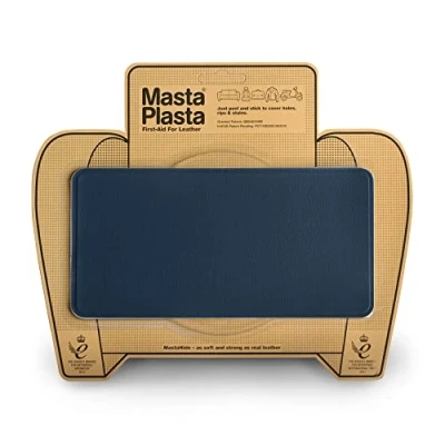 Abbildung von MastaPlasta Selbstklebende Premium Leder Reparatur Patch Marineblau 20cm x 10cm. Sofortige Polsterung Qualität für Sofas, Auto Interieur, Taschen, Jacken