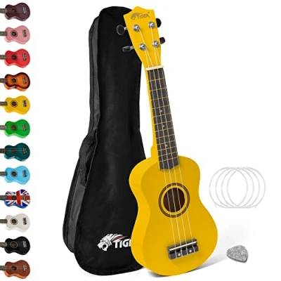 Abbildung von Tiger UKE7 YL Sopran Ukulele mit Tasche für Anfänger Gelb