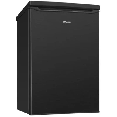Abbildung von Bomann® Kühlschrank mit Gefrierfach klein 2 Ablagen leise 4 Sterne Obst und Gemüsefach Türanschlag wechselbar KS 7251 schwarz