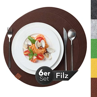Abbildung von Platzset, Edles Platzset aus Filz 6er Set Rund Tischset Abwischbar Filzuntersetzer Waschbare Tischuntersetzer Platzdeckchen Untersetzer Filzmatte, Loco Bird