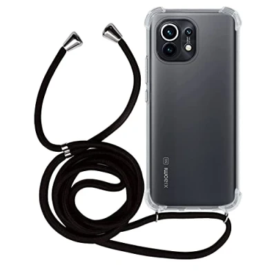 Abbildung von MyGadget Handykette für Xiaomi Mi 11 [ TPU Hülle mit verstellbaren Band ] Handyhülle Handyband zum Umhängen Kordel Schnur Case Schutzhülle Schwarz Muster