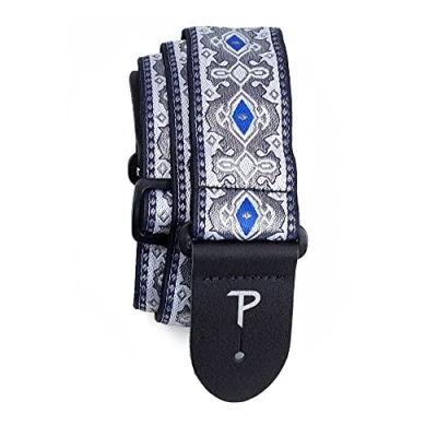 Abbildung von Perri&#039;s Leathers Ltd. Gitarrengurt Nylon Jacquard Silber Royal Einstellbar Für Akustik /Bass /Elektrogitarren Hergestellt in Kanada (TWS 7277)