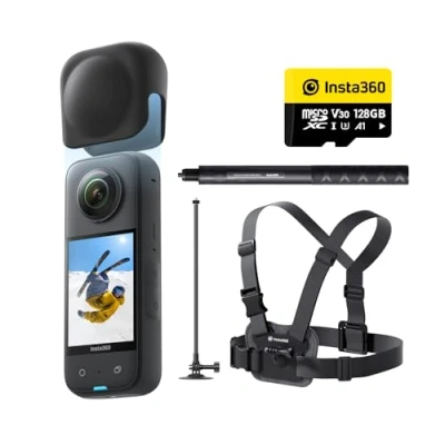 Abbildung von Insta360 X3 Schnee Bundle wasserdichte 360 Actionkamera mit 1/2&quot; Sensor, 5,7K 360, 72MP Fotos, Stabilisierung, 2,29&quot; Touchscreen, Vibrationsfeedback, KI Bearbeitung, Live Streaming
