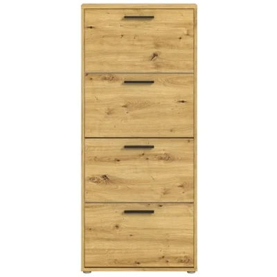 Abbildung von AVANTI TRENDSTORE Parabita Schuhschrank aus laminiertem Holz mit 4 Klappen. Erhältlich in 3 verschiedenen Farben. Maße LAP ca. 59 x 136 17 cm