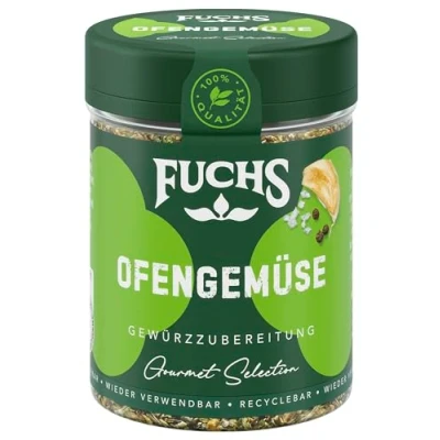 Abbildung von Fuchs Gewürze Gourmet Selection Mediterran Ofengemüse Gewürzzubereitung, nachfüllbares Gewürz, Gewürzmischung mit ausgewählten Kräutern, für Brot, und weitere Gemüsearten, vegan, 50 g