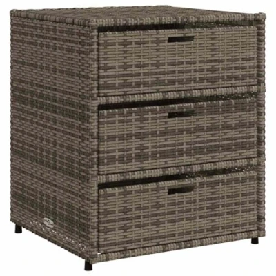 Abbildung von vidaXL Gartenschrank, Geräteschrank mit viel Stauraum, Beistellschrank Schrank Türen, Balkonschrank Terrassenschrank, Grau Poly Rattan