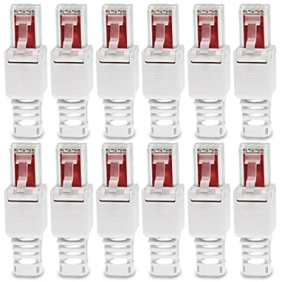 Abbildung von UC Express 12x Netzwerkstecker werkzeuglos RJ45 CAT6 LAN UTP Kabel Stecker ohne Werkzeug werkzeugfrei CAT5 CAT7 Verlegekabel Patchkabel Netzwerkkabel Toolless Modular Plug Connector Crimpstecker