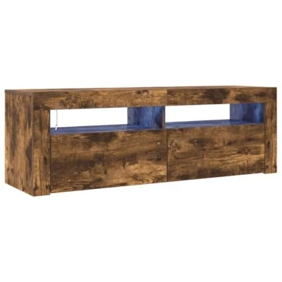 Abbildung von vidaXL TV Schrank mit LED Leuchten Lowboard Möbel Tisch Board Sideboard Fernsehschrank Fernsehtisch HiFi Räuchereiche 120x35x40cm