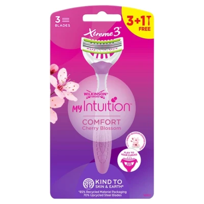Abbildung von Wilkinson Sword Xtreme 3 My Intuition, Damenrasierer, Einwegrasierer, Dreifachklinge, Comfort Cherry Blossom, Stück + 1 Gratisstück