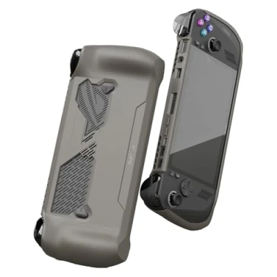 Abbildung von Skull &amp; Co. GripCase Ally for ROG X: A Soft Protective Case with Textured Grips Full Protection and Stand, Shock Absorption Non Slip Anti Scratch Cover Design Coyote Gray