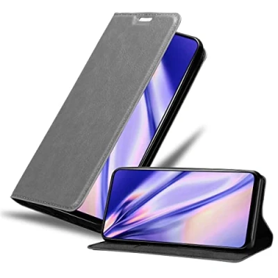 Abbildung von Cadorabo Hülle kompatibel mit Honor 9X aus Premium Kunst Leder Flip Klappbare Stoßfeste Magnetische [Standfunktion] [Kartenfächern] Cover für Tasche in Grau