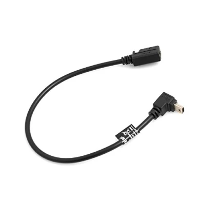 Abbildung von System S Mini USB Kabel 90 Grad aufwärts gewinkelt Winkel auf Buchse Adapter Datenkabel Ladekabel 27 cm