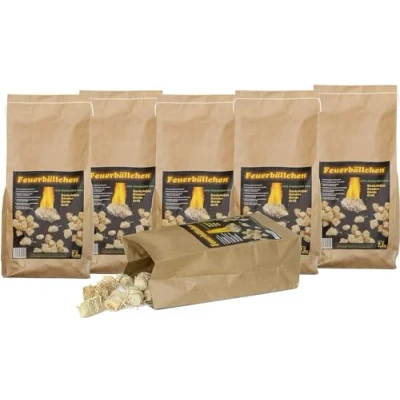 Abbildung von Feuerbällchen, Grillanzünder, Kaminanzünder, Anzündhilfe (Ökologische Anzündwolle aus Naturprodukten, zum Anzünden der Grillkohle, Lagerfeuers oder Kamins) 15 kg