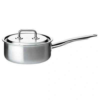 Abbildung von Spring 0415510618 Brigade Premium Stielkasserolle nieder mit Deckel, Edelstahl, silber, 14,2 x 30,6 37 cm