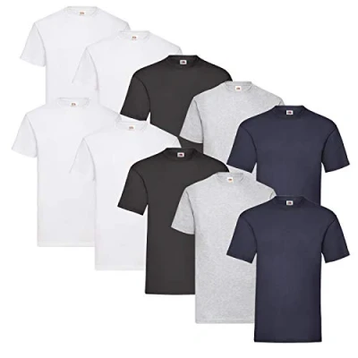 Abbildung von Fruit of the Loom Valueweight Herren T Shirt, kurzärmelig, 5 Stück, 4 Weiß/2 Schwarz/2 Grau/2 Marineblau, M